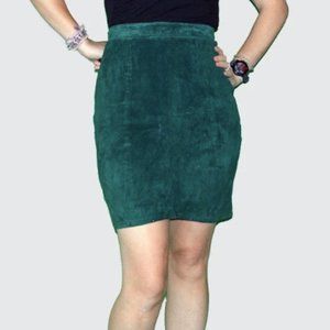 Vintage size 6 Leather Green mini pencil skirt